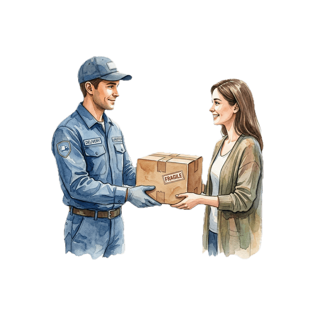 Delivery person handing over a package